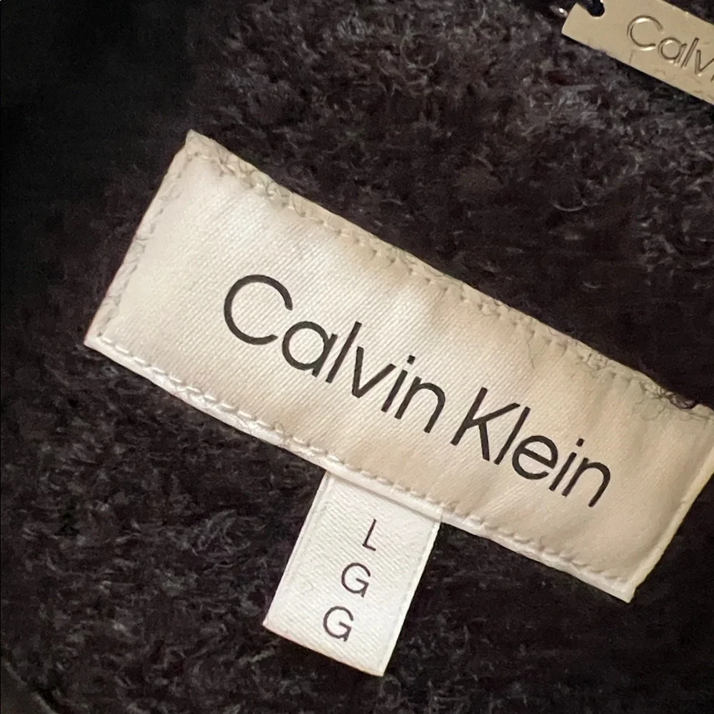 Calvin Klein Women’s Black Long Coat XL Pea Coat Classic Winter Outerwear